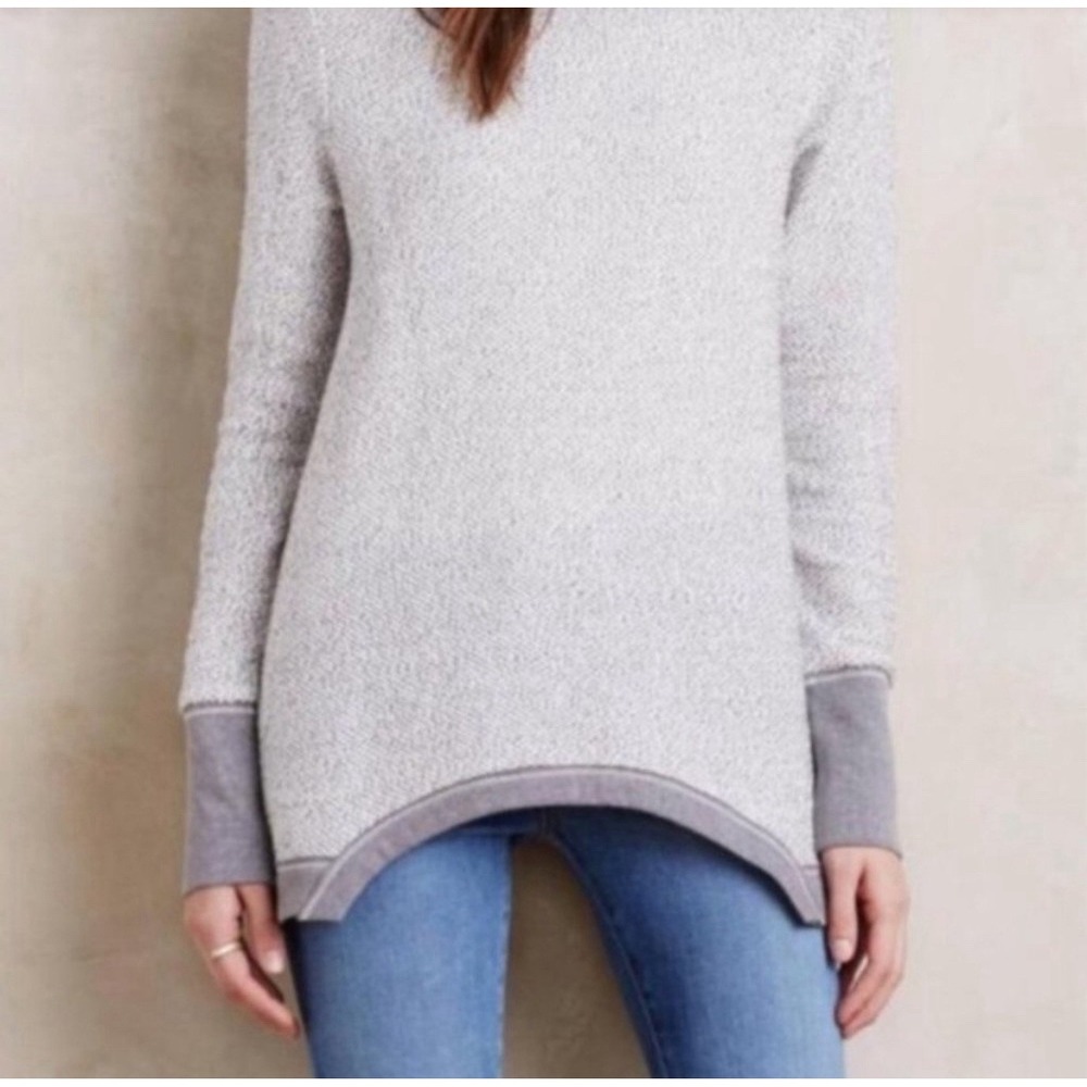 Anthropologie Postmark Inari Pullover Womens XS Gray Funnel Neck High-Low Hem